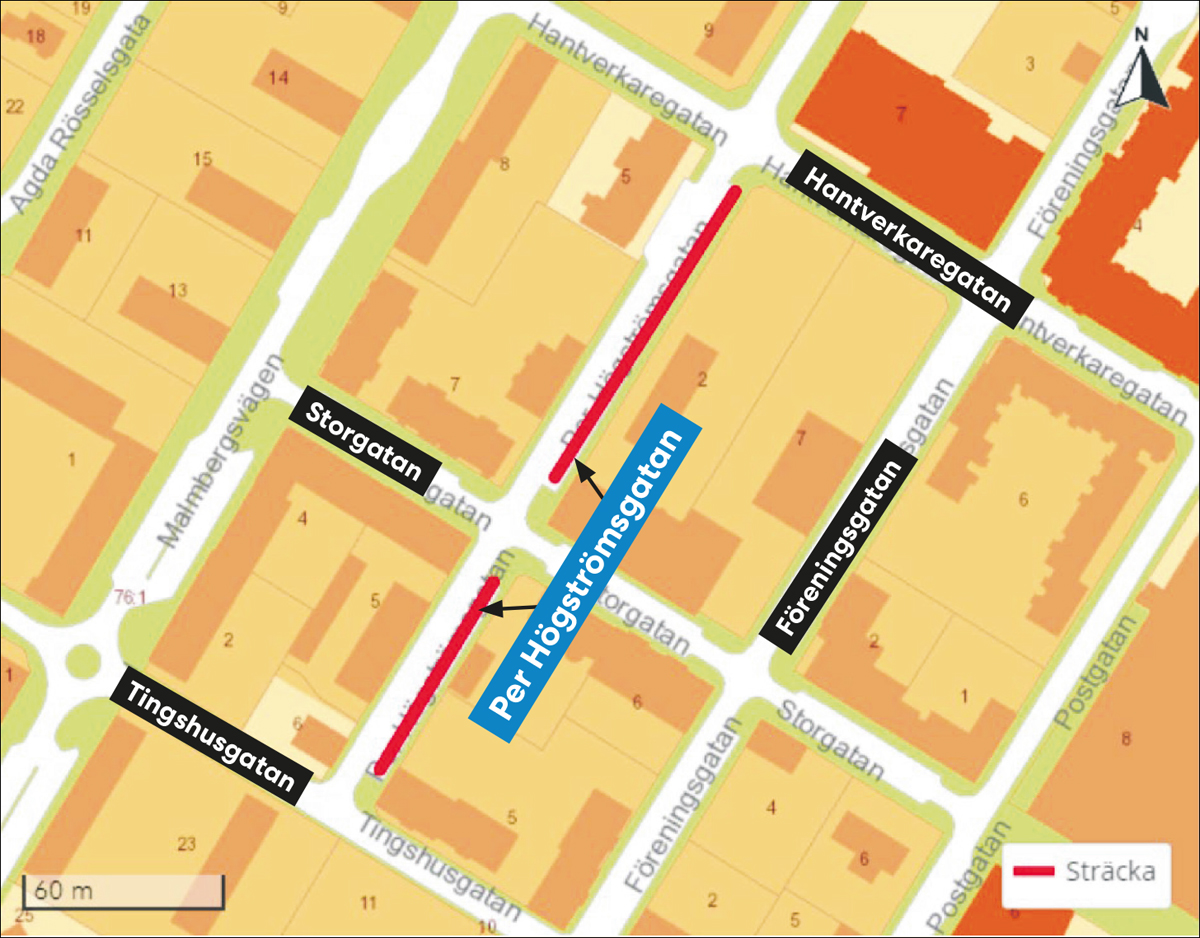 Kartbild över Per Högströmsgatan