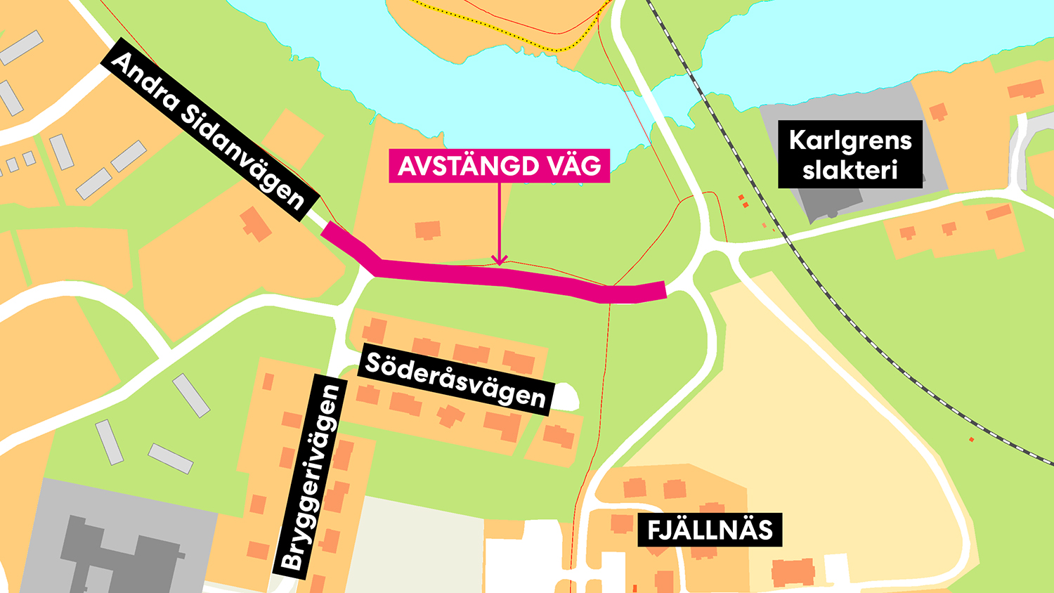 Karta på avstängd väg.